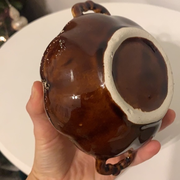 Ceramic oven pot with lid in‎ shape of a pumpkin brown farmhouse rustic boho - Picture 4 of 9